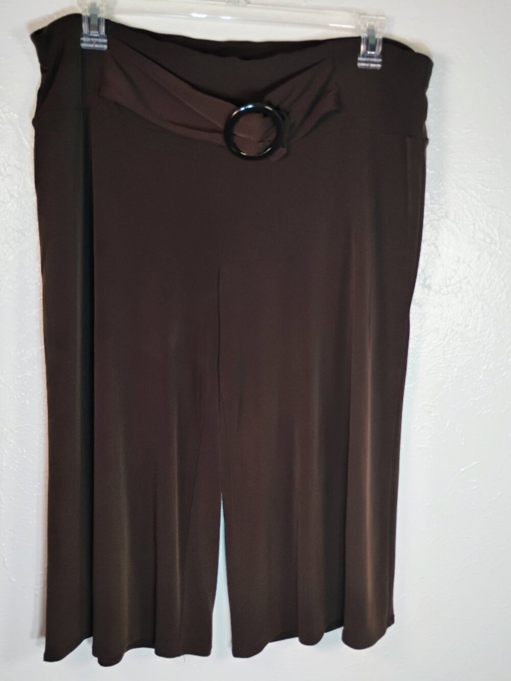 Studio 1940 Chocolate Brown Gaucho Wide Leg Cropped Stretch Pants Size Large/XL